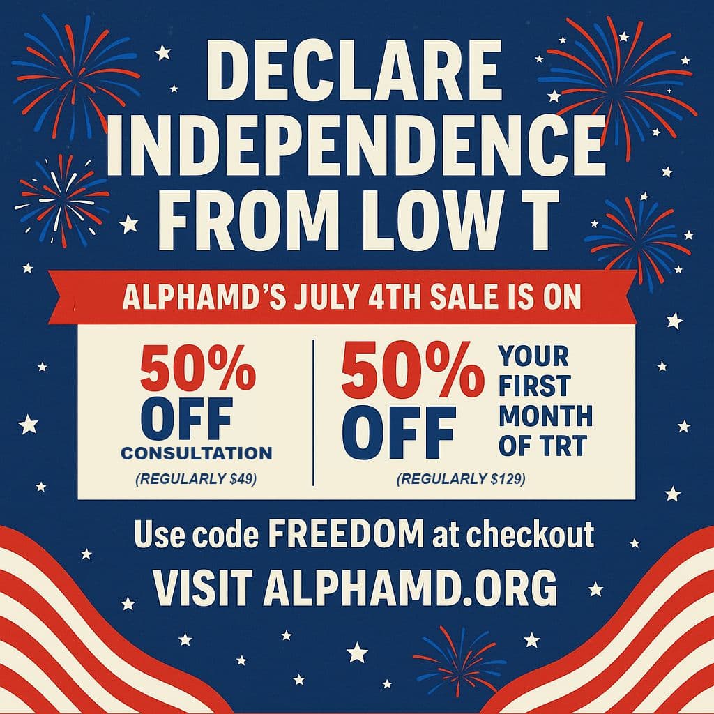 đşđ¸ Declare Independence From Low T â AlphaMDâs July 4th Sale is On! đ§¨
